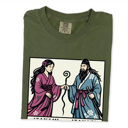 Izanami Izanagi Shinto mythology gods graphic tee shirt design print.