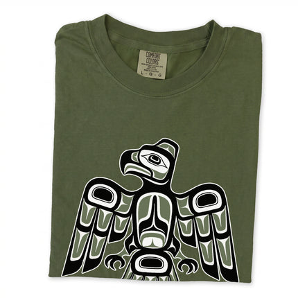 Raven formline graphic tee featuring Pacific Northwest Haida style artwork.