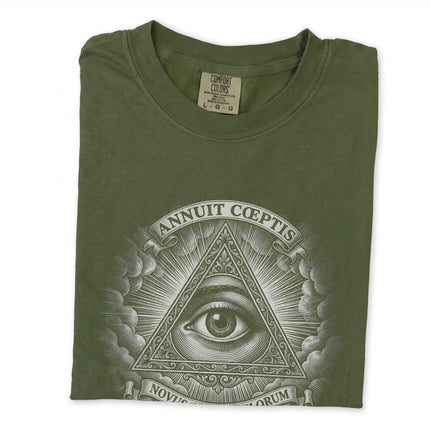 Eye of Providence t-shirt graphic featuring the Annuit Coeptis seal design.