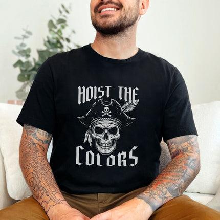 Hoist The Colors Pirate Skull T-Shirt | Jolly Roger Nautical Graphic Tee