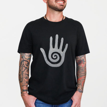 Hopi Healing Hand T-Shirt | Painted Native American Spiral Symbol Tee Shirt