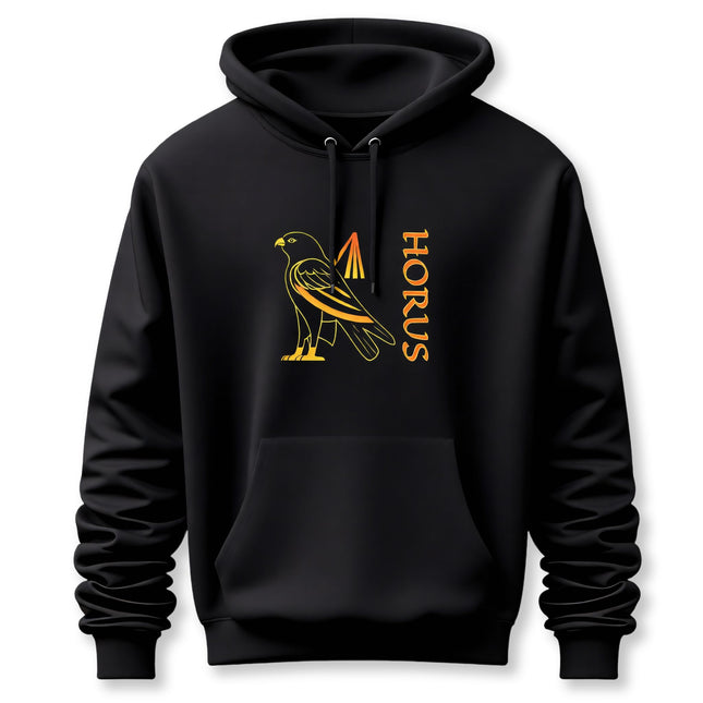 Horus Egyptian God Hoodie | Falcon Text & Graphic Mythology Unisex Pullover V2