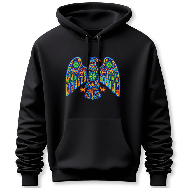 Huichol Eagle Hoodie | Colorful Indigenous Mexican Art Pullover Hoodie