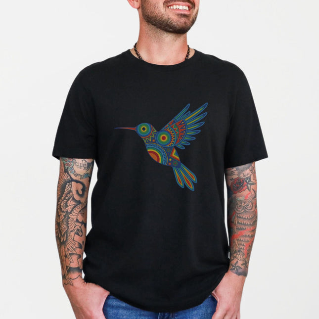 Huichol Hummingbird T-Shirt | Colorful Mexican Folk Art Design Tee Shirt