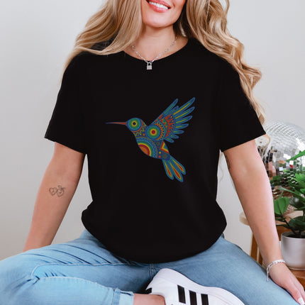 Huichol Hummingbird T-Shirt | Colorful Mexican Folk Art Design Tee Shirt