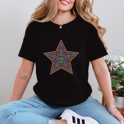 Huichol Star T-Shirt | Colorful Mexican Indigenous Art Design Tee Shirt
