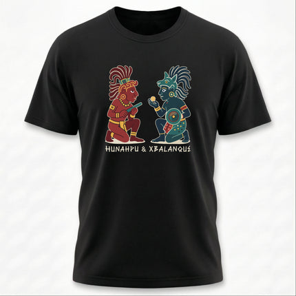 Hunahpu & Xbalanque Mayan Mythology T-Shirt | Popol Vuh Graphic Unisex Tee | V1