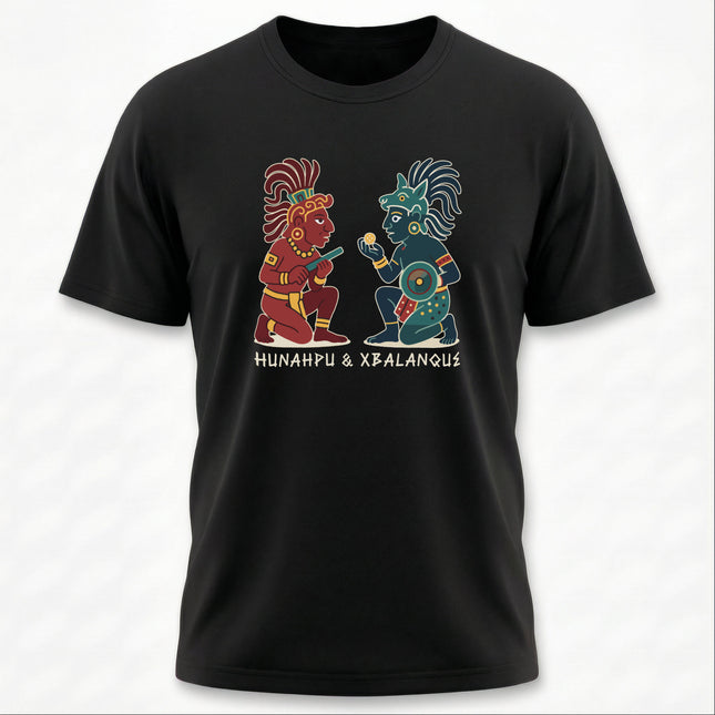 Hunahpu & Xbalanque Mayan Mythology T-Shirt | Popol Vuh Graphic Unisex Tee | V1