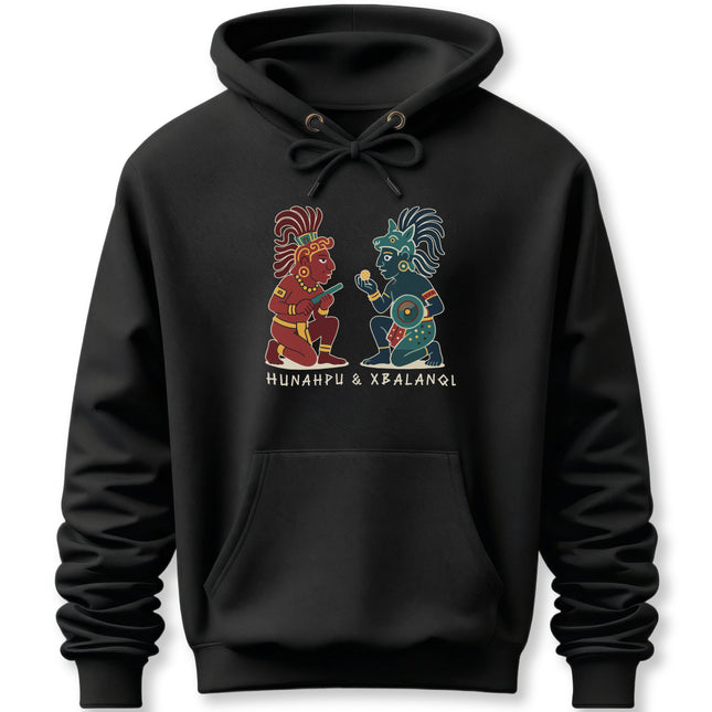 Hunahpu & Xbalanque Maya Hero Twins Hoodie | Mayan Mythology Graphic Pullover V1