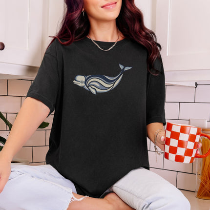 Inuit Inspired Beluga Whale T-Shirt | Indigenous Art Marine Graphic Tee Shirt