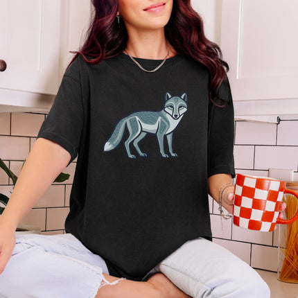 Geometric Arctic Fox T-Shirt | Inuit Inspired Wildlife Graphic Tee Shirt