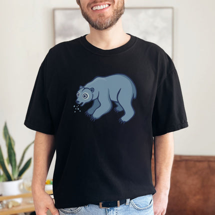 Goofy Blue Polar Bear Spitting Snow T-Shirt | Arctic Animal Unisex Tee Shirt