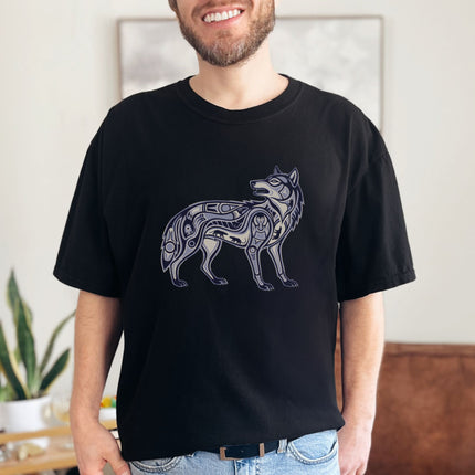Inuit Inspired Wolf Symbol T-Shirt | Tribal Animal Graphic Unisex Tee Shirt