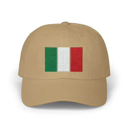 Embroidered Italian flag baseball cap featuring the green, white, and red tricolor.