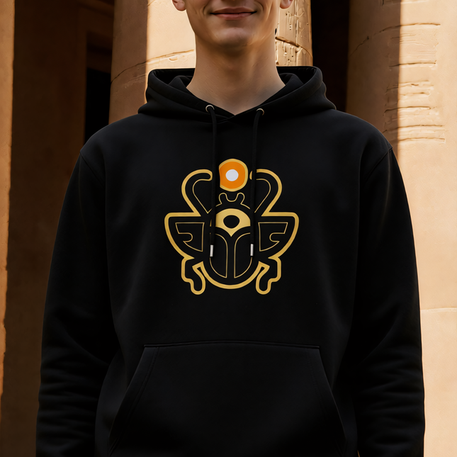 Khepri Hoodie | Egyptian Scarab Beetle Graphic Unisex Pullover V4