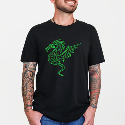 Celtic Dragon T-Shirt | Green Knotwork Graphic Print Unisex Tee Shirt Design