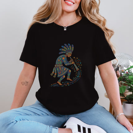 Kokopelli Flute Player T-Shirt | Colorful Native American Folk Art Tee