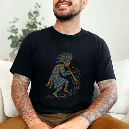 Kokopelli Flute Player T-Shirt | Colorful Native American Folk Art Tee