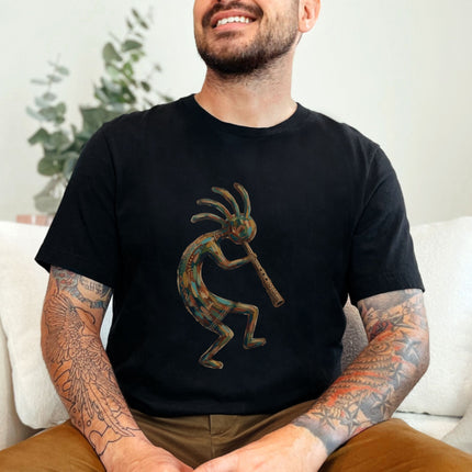 Kokopelli Mosaic Art T-Shirt | Native American Flute Player Southwestern