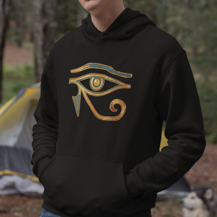 Eye of Horus Hoodie | Ancient Egyptian Symbol Gold & Blue Wadjet Pullover Hoodie