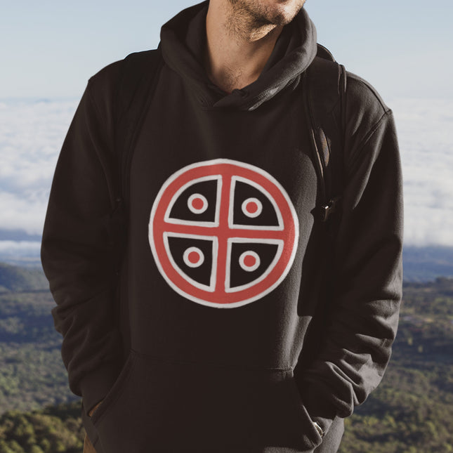 Solar Cross Symbol Hoodie | Ancient Pagan Sun Wheel Unisex Pullover Hoodie