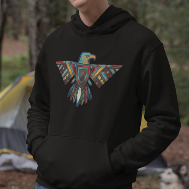 Colorful Thunderbird Hoodie | Native American Inspired Geometric Pullover Hoodie