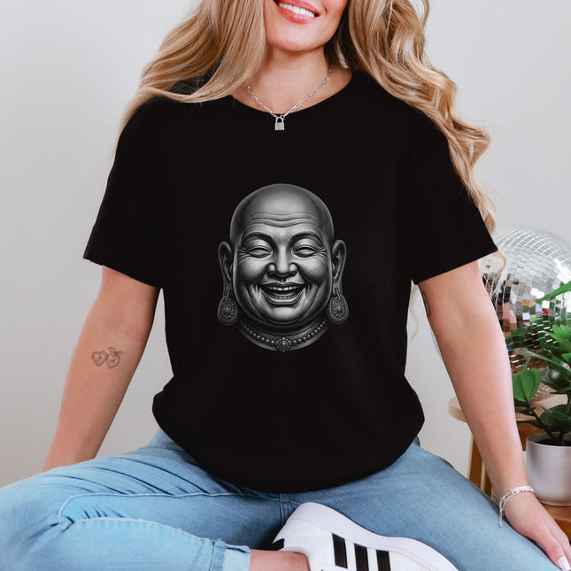 Laughing Buddha Head T-Shirt | Happy Buddhist Zen Unisex Graphic Unisex Tee