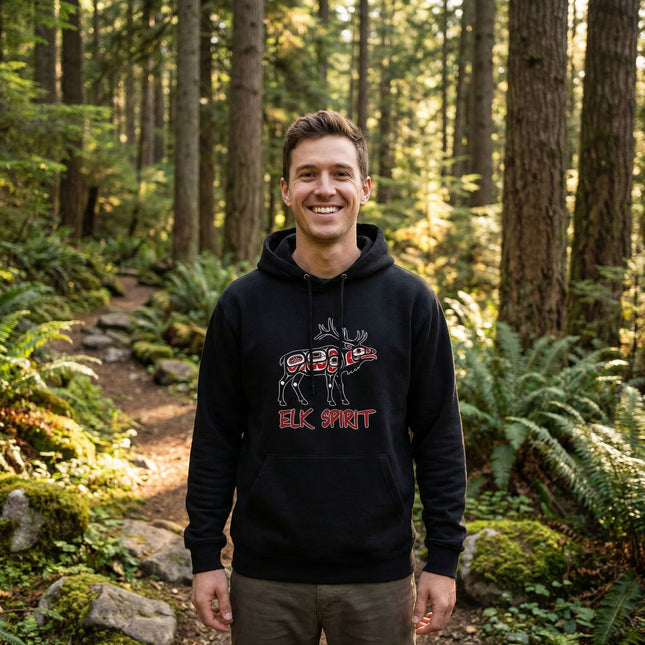 Elk Spirit Native American Art Hoodie | Tribal Wildlife Pullover Hoodie