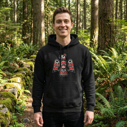 Native American Thunderbird Eagle Hoodie, Pacific NW Formline Art Pullover Hoodie