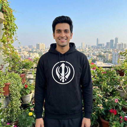 Khanda Sikh Symbol Hoodie | Sikhism Religious Emblem Unisex Pullover Hoodie