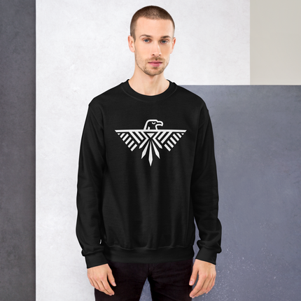 Thunderbird and eagle native american graphic print on unisex pullover sweatshirt.