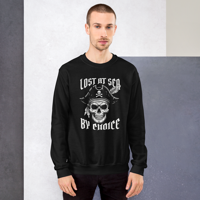 Lost At Sea By Choice Pirate Skull Sweatshirt | Nautical Pullover Sweatshirt