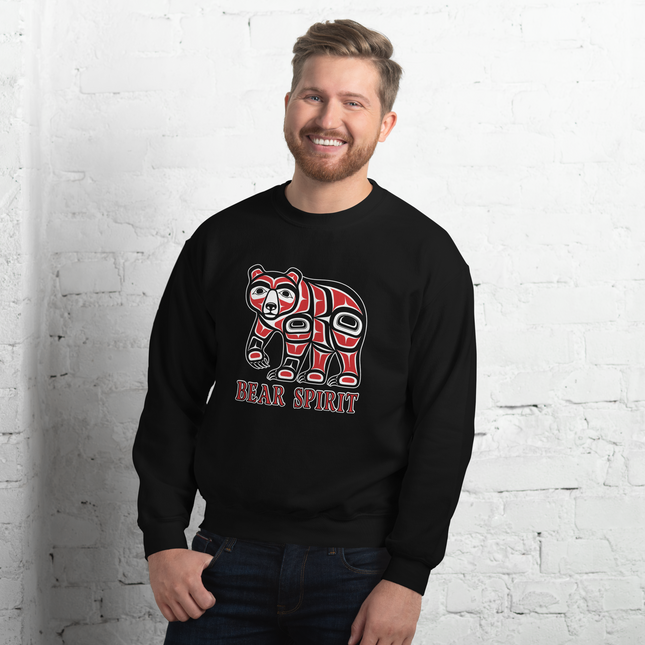 Haida Bear Formline art design on a cozy native American pullover sweatshirt.