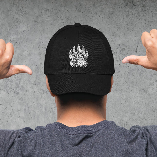 Celtic Bear Paw DTF Print Baseball Cap | Tribal Knotwork Art Hat