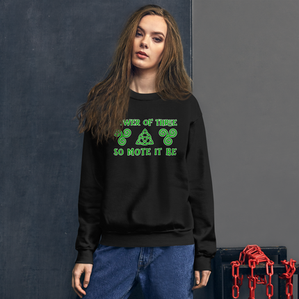 Witchy Celtic Triquetra and Triskelion symbol pullover shirt design.
