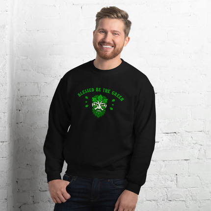 Green Man pagan nature god graphic printed on a comfortable pullover sweatshirt.