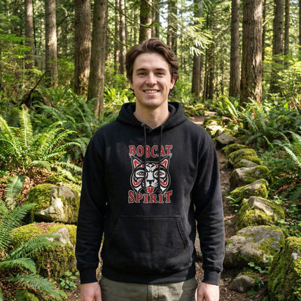 Bobcat Spirit Formline Art Hoodie | Pacific Northwest Indigenous Pullover Hoodie