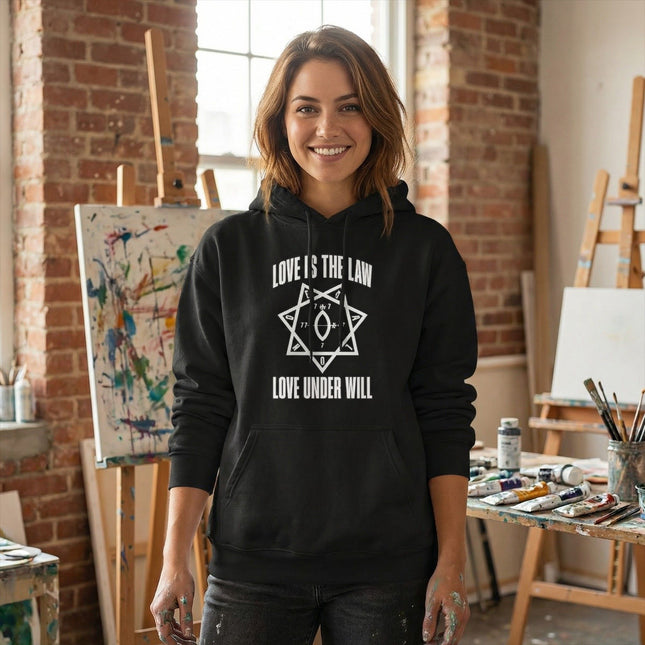 Love Is The Law Love Under Will Thelema Hoodie | Star Of Babylon Occult Symbol Hoodie