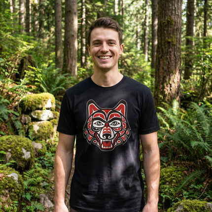 Northwest Coast Wolf Head T-Shirt | Indigenous Tribal Art Graphic Tee | Wolf