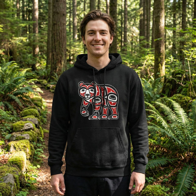 Indigenous Pacific Northwest Bear Art Hoodie | Tribal Formline Unisex Pullover Hoodie