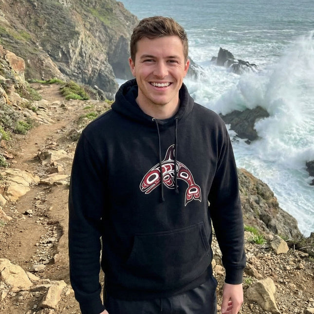 Indigenous Orca Hoodie | Pacific Northwest Killer Whale Art Pullover Hoodie