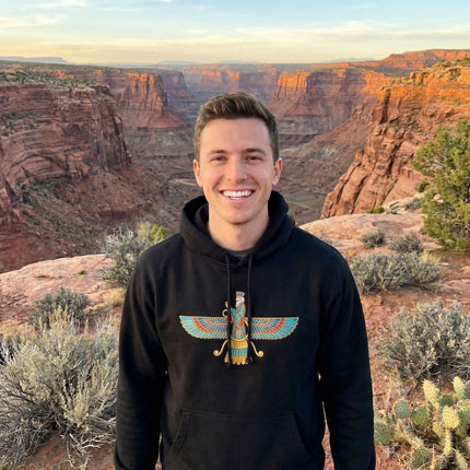 Colorful Faravahar Zoroastrian Hoodie | Ancient Persian Symbol Pullover Hoodie