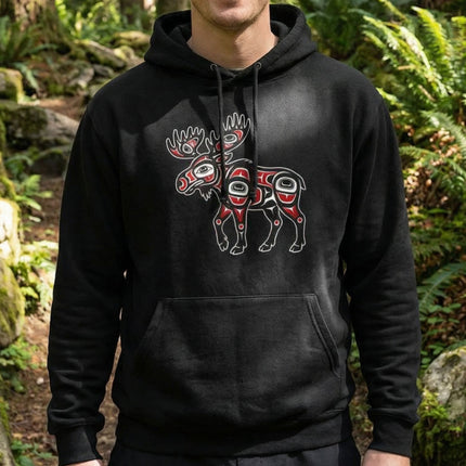 Moose Indigenous Art Hoodie | Northwest Coast Tribal Graphic Hoodie