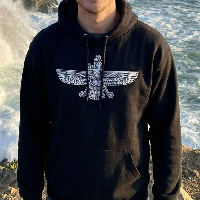 Faravahar Zoroastrian Symbol Hoodie | Unisex Graphic Pullover V1