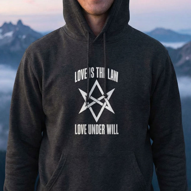 Thelema Love Is The Law Unicursal Hexagram Hoodie | Occult Magick Pullover V2