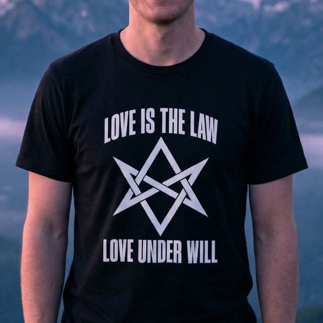 Love Is The Law Unicursal Hexagram Thelema T-Shirt | Crowley Thelema Graphic Tee V2