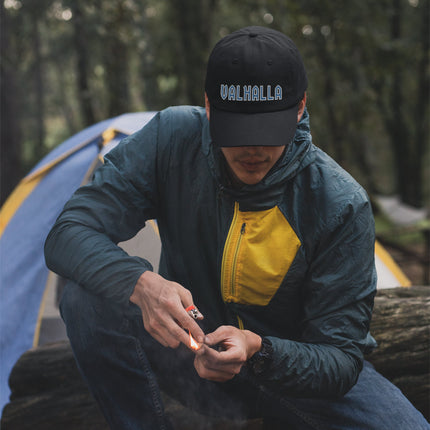 Valhalla Blue Embroidered Baseball Cap | Norse Mythology Viking Hat