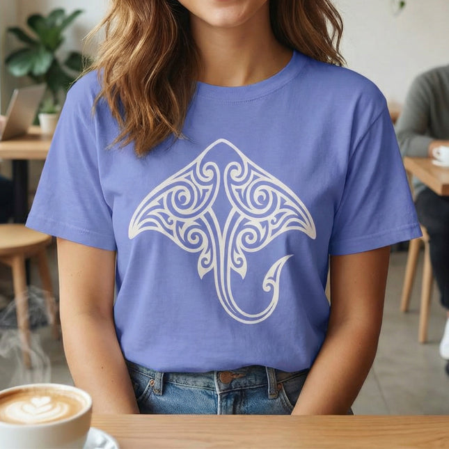 Tribal Stingray T-Shirt | Maori Polynesian Ocean Life Graphic Tee