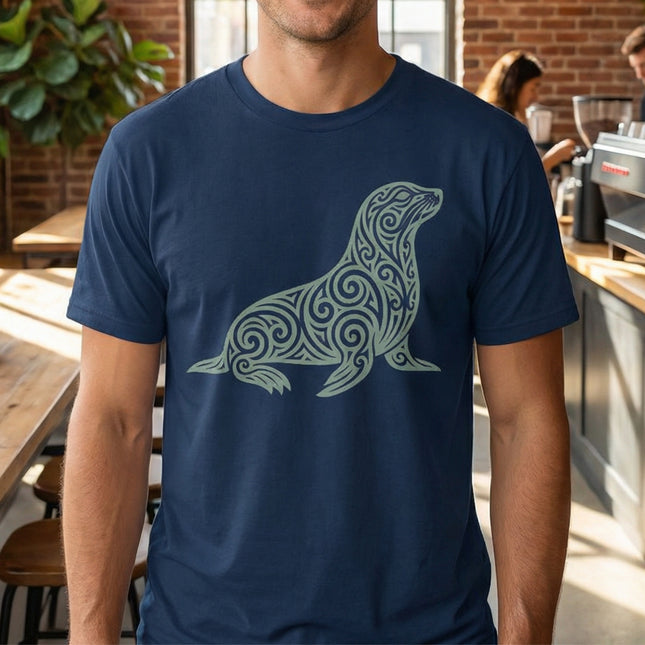 Tribal Swirl Seal T-Shirt | Ornate Marine Animal Graphic Tee | Comfort Colors