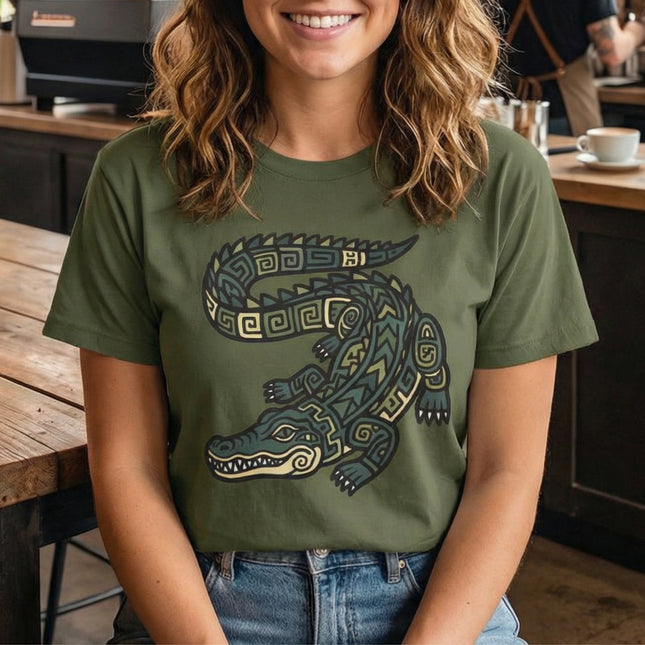 Mayan Crocodile T-Shirt | Tribal Indigenous Animal Graphic Tee